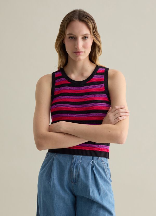 Ovs Tank top in maglia a righe multicolore