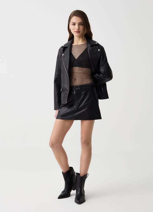 Ovs Tank top in mesh a rete con strass