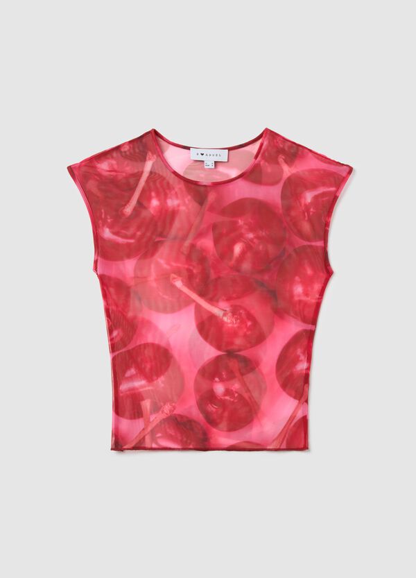 Ovs Tank top in mesh rosso con stampa