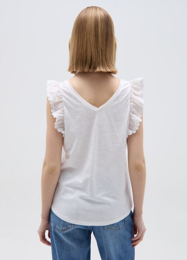 Ovs Tank Top In Slub Jersey Con Volant