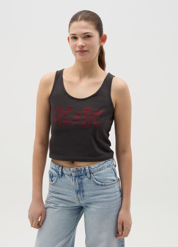 Ovs Tank Top Logo AC/DC In Strass