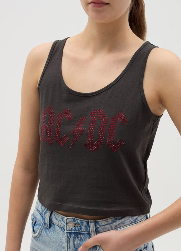 Ovs Tank Top Logo AC/DC In Strass