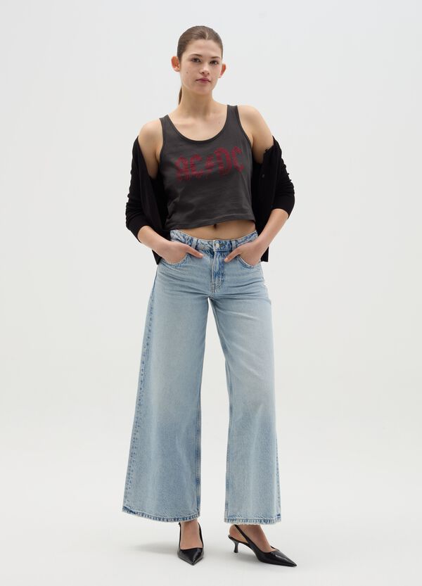 Ovs Tank top logo AC/DC in strass