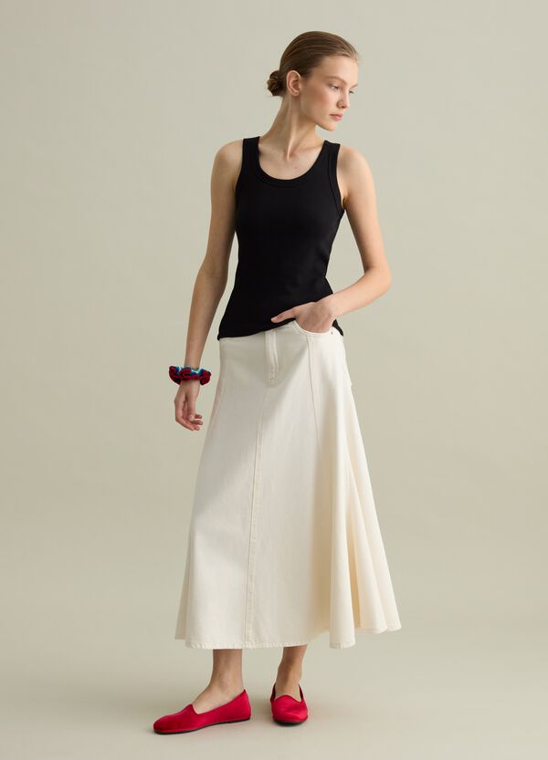 Ovs Tank top nero a costine