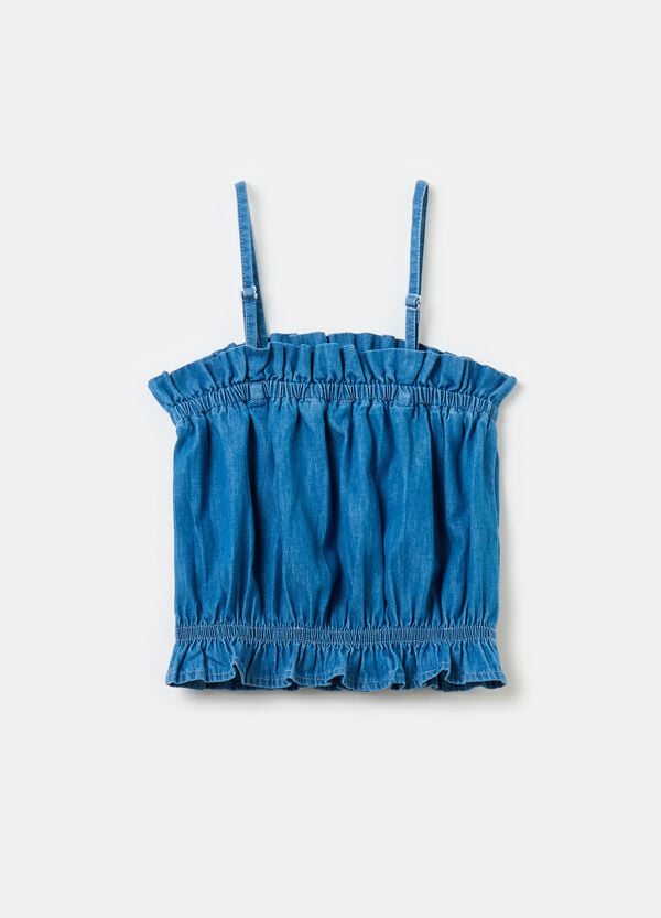 Ovs Top In Denim Con Rouche