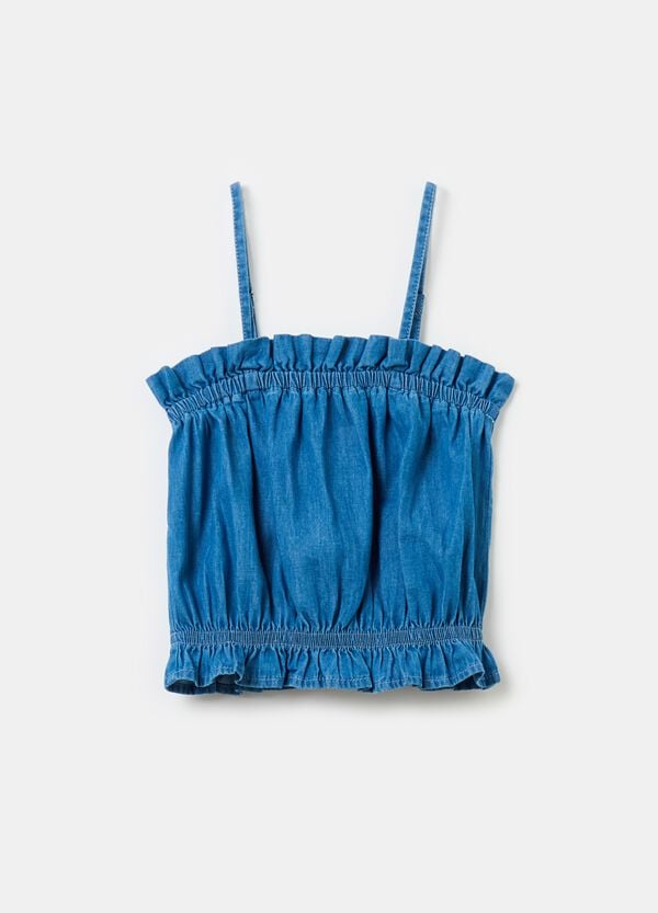 Ovs Top in denim con rouche