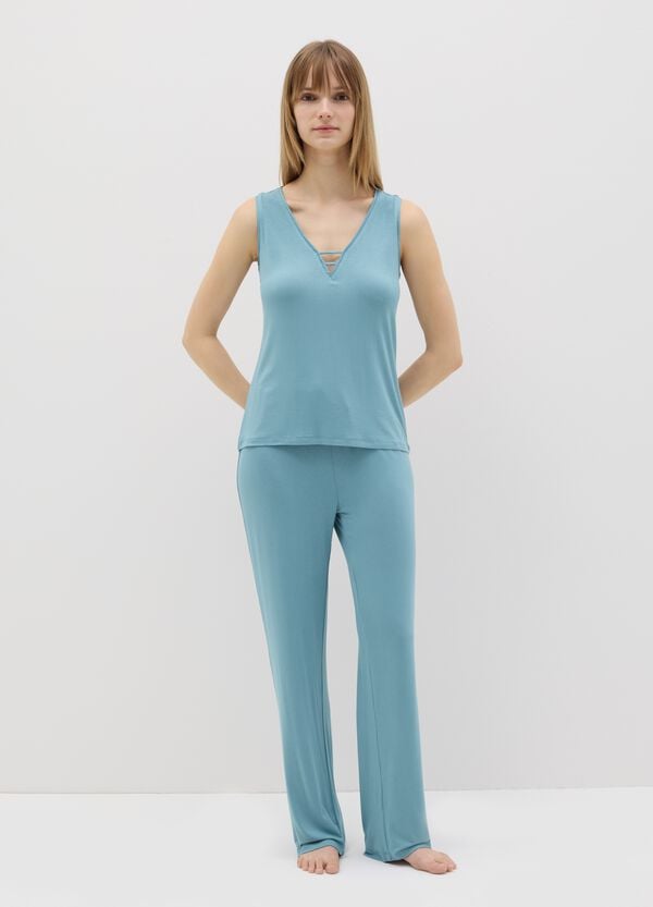Ovs Top pigiama azzurro in viscosa stretch