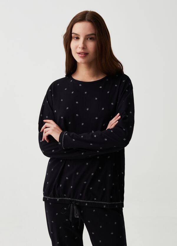 Ovs Top Pigiama Con Coulisse Stampa Foglioline