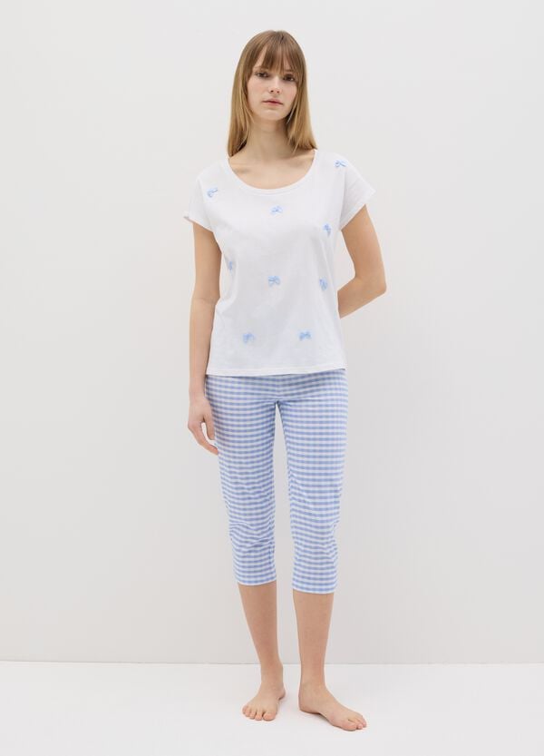 Ovs Top Pigiama Con Fiocchetti Azzurri