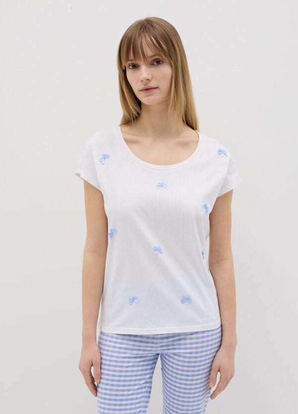 Ovs Top pigiama con fiocchetti azzurri