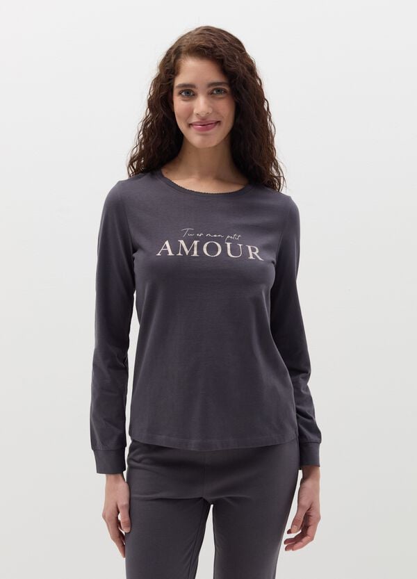 Ovs Top pigiama con stampa "Tu es mon petit amour"