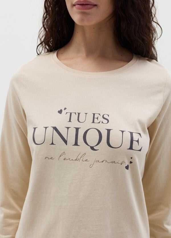 Ovs Top Pigiama Con Stampa "Tu Es Unique"