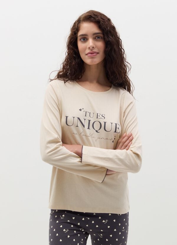 Ovs Top pigiama con stampa "Tu Es Unique"