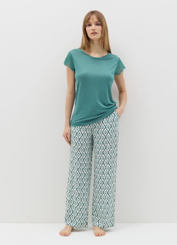 Ovs Top Pigiama Maniche In Sangallo