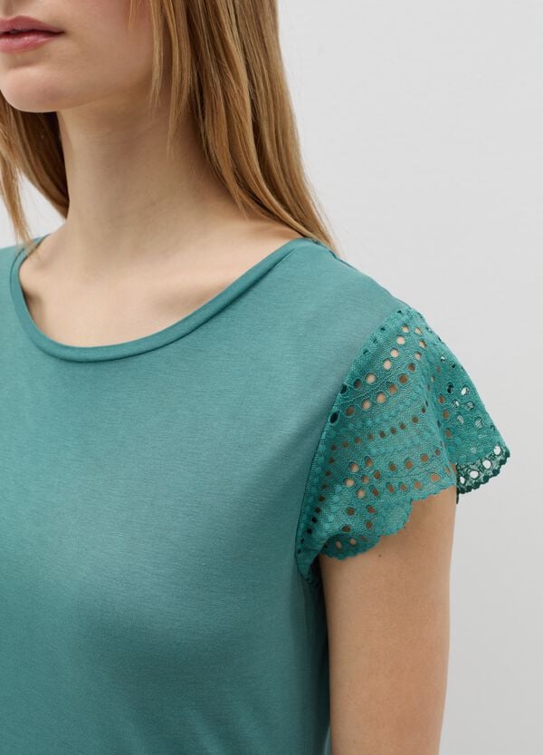 Ovs Top Pigiama Maniche In Sangallo