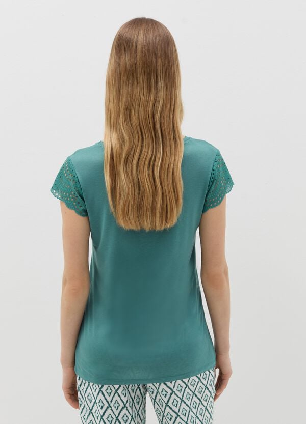 Ovs Top Pigiama Maniche In Sangallo