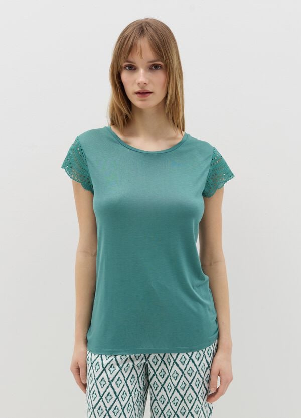 Ovs Top pigiama maniche in sangallo