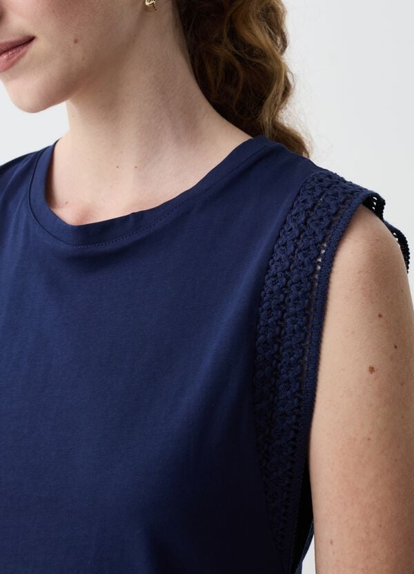 Ovs Top Smanicato Con Profili Ricamati