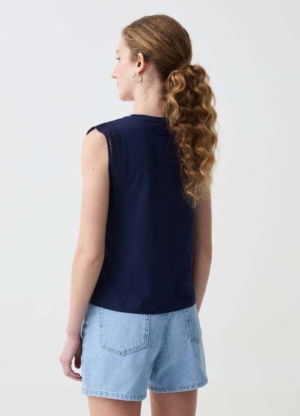 Ovs Top Smanicato Con Profili Ricamati