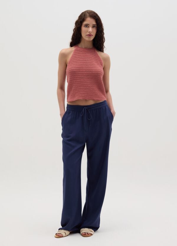 Ovs Top Traforato Con Scollo Halter Rosa