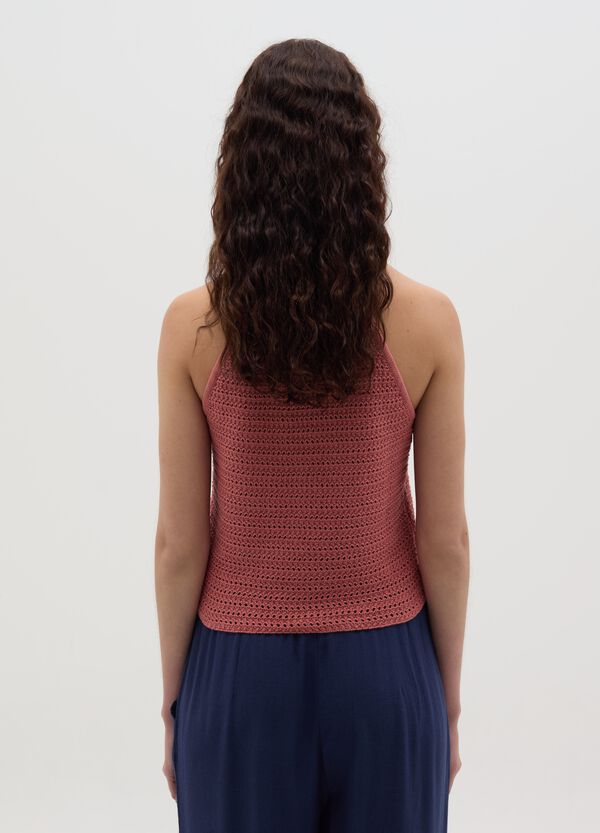 Ovs Top Traforato Con Scollo Halter Rosa