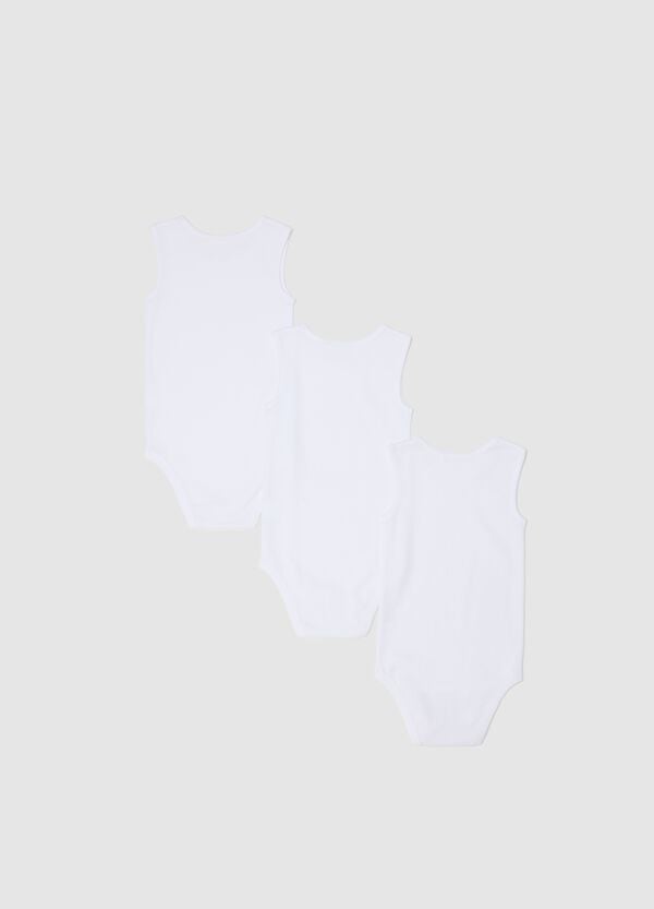Ovs Tripack Body Bianchi Smanicati In Cotone Bio