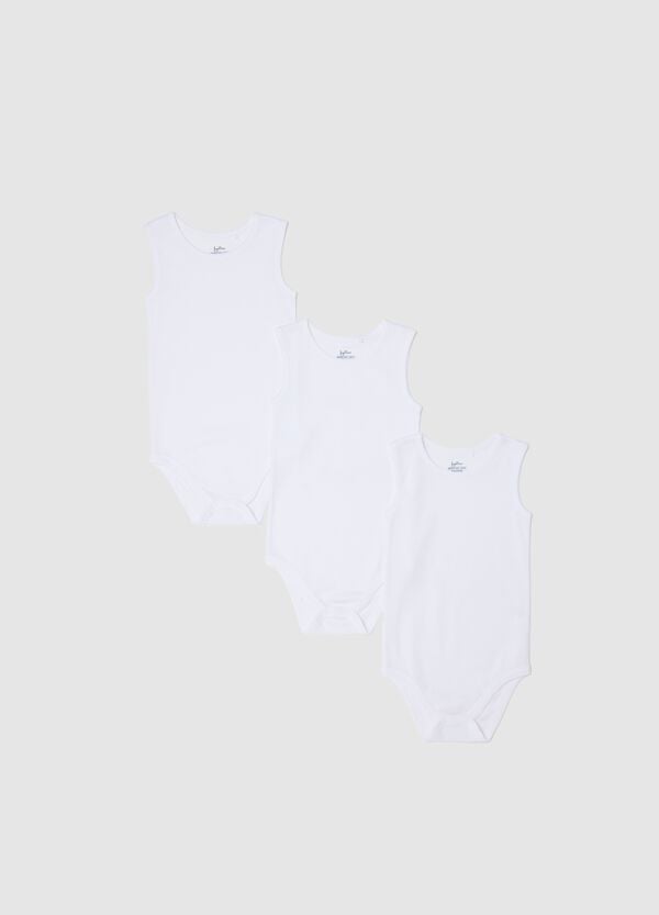 Ovs Tripack body bianchi smanicati in cotone bio
