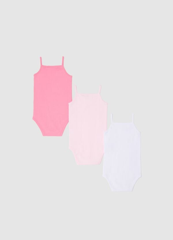Ovs Tripack Body Bianco E Rosa In Cotone Bio