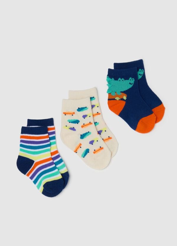 Ovs Tripack calze con disegno coccodrillo skater