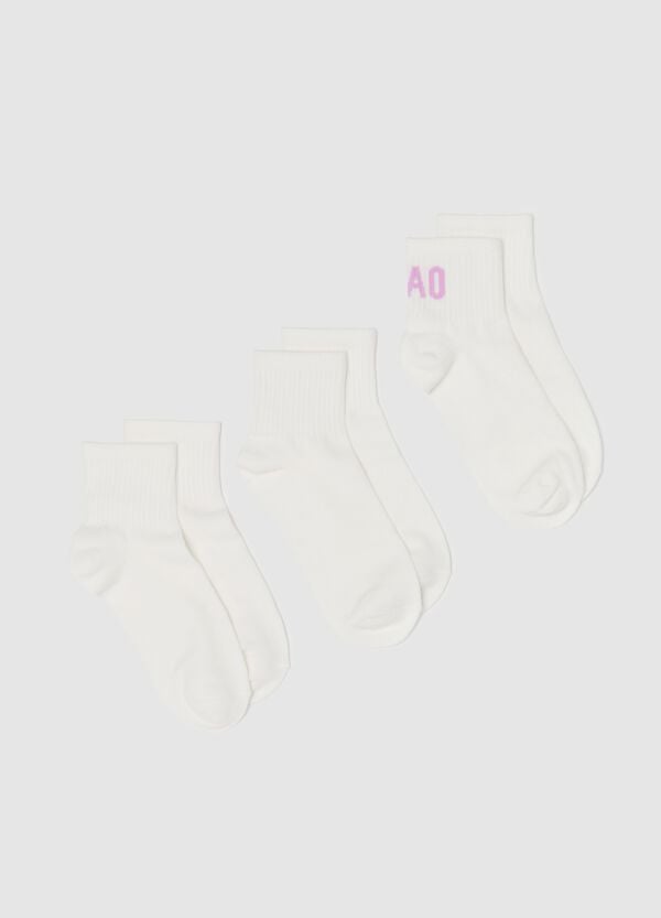 Ovs Tripack calze corte bianche a costine