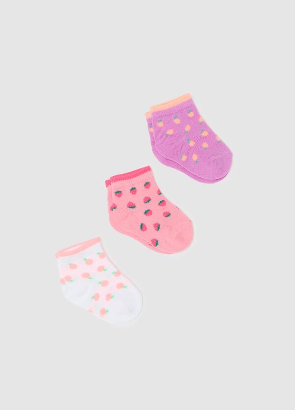 Ovs Tripack calze corte con disegno frutta