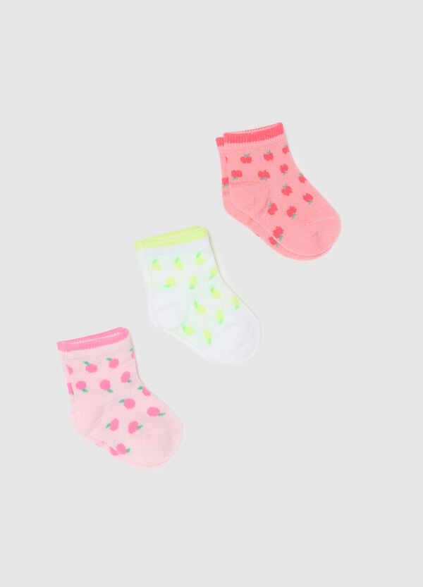 Ovs Tripack calze corte con disegno frutta