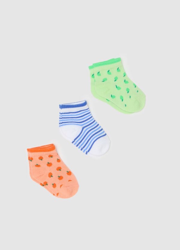 Ovs Tripack calze corte disegno frutta e righe