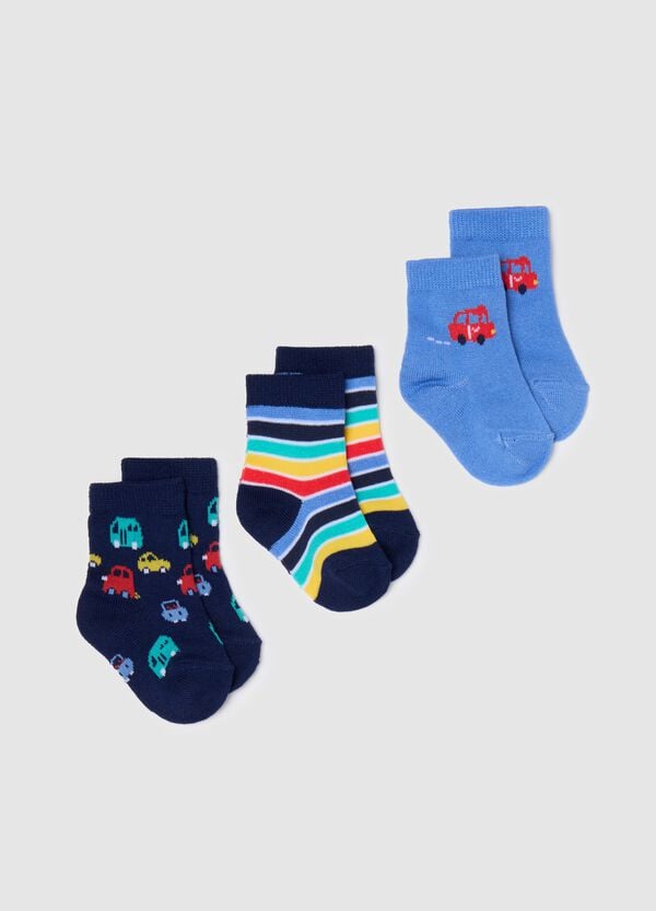 Ovs Tripack calze corte righe e macchinine