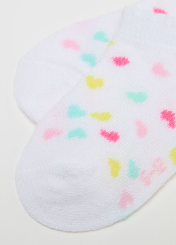 Ovs Tripack Calze Corte Stretch Con Disegno Cuori