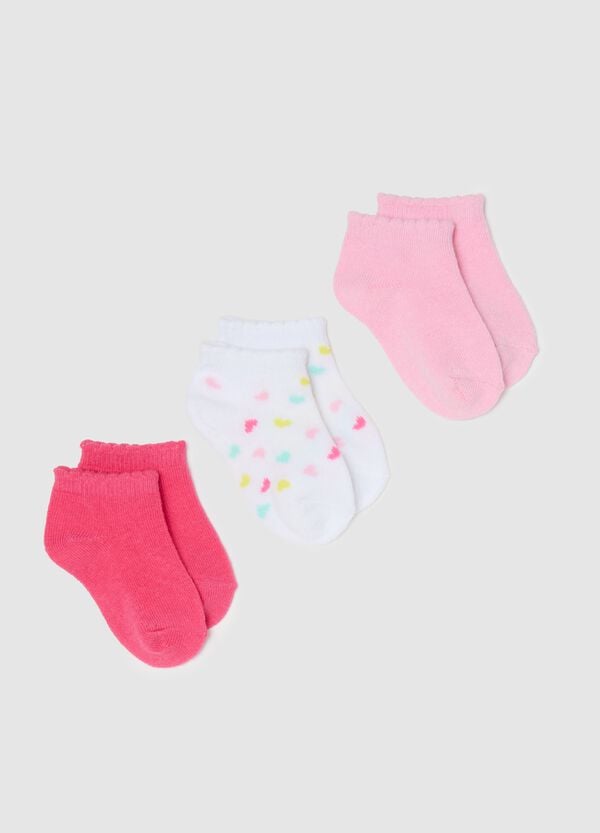 Ovs Tripack calze corte stretch con disegno cuori