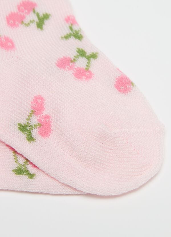 Ovs Tripack Calze Corte Stretch Disegno Ciliegie