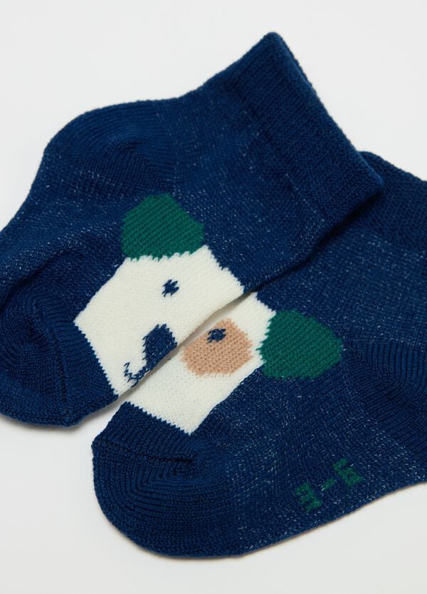 Ovs Tripack Calze Corte Stretch Righe E Cagnolino