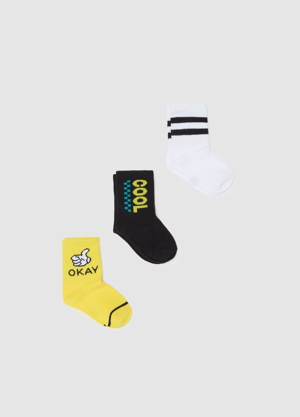 Ovs Tripack calze da tennis con disegno okay