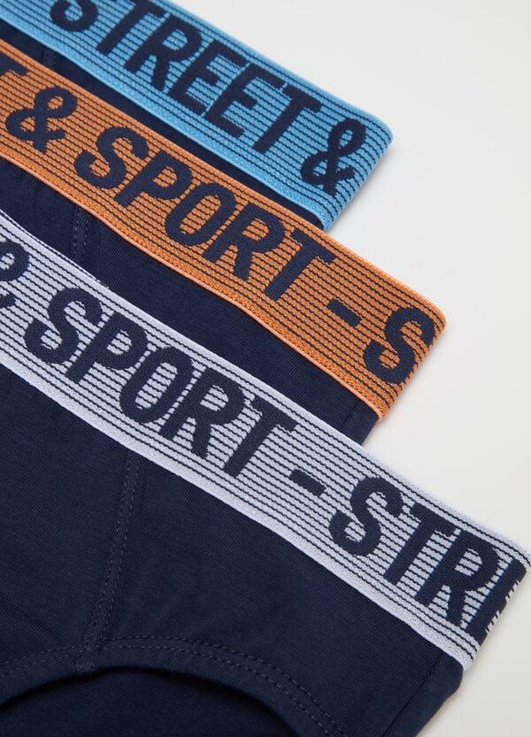 Ovs Tripack Slip In Cotone Stretch Con Scritta
