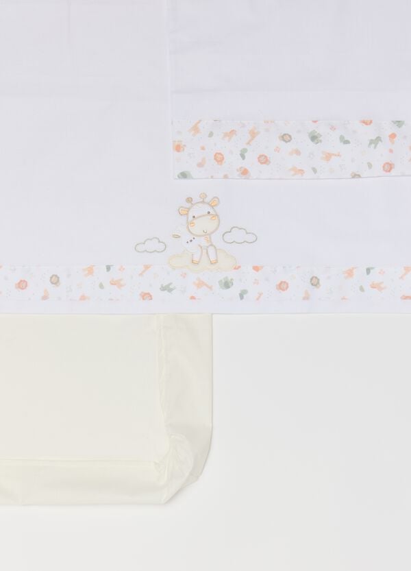 Ovs Tris Culla In Cotone Con Ricamo Giraffe Bianco