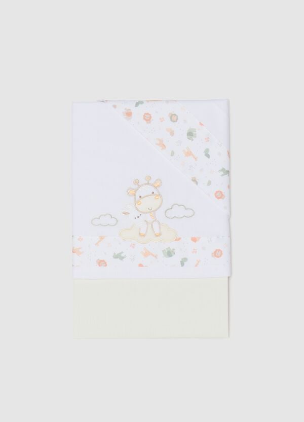Ovs Tris culla in cotone con ricamo giraffe bianco