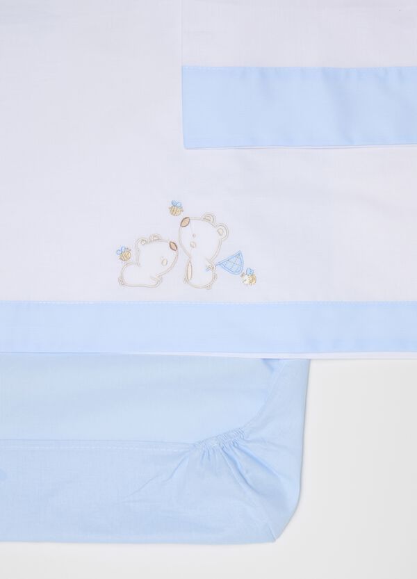 Ovs Tris Culla In Cotone Con Ricamo Orsetti E Api