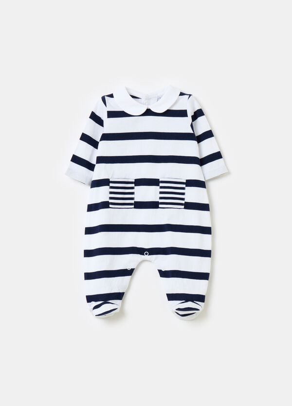 Ovs Tutina in cotone bio a righe con piedini