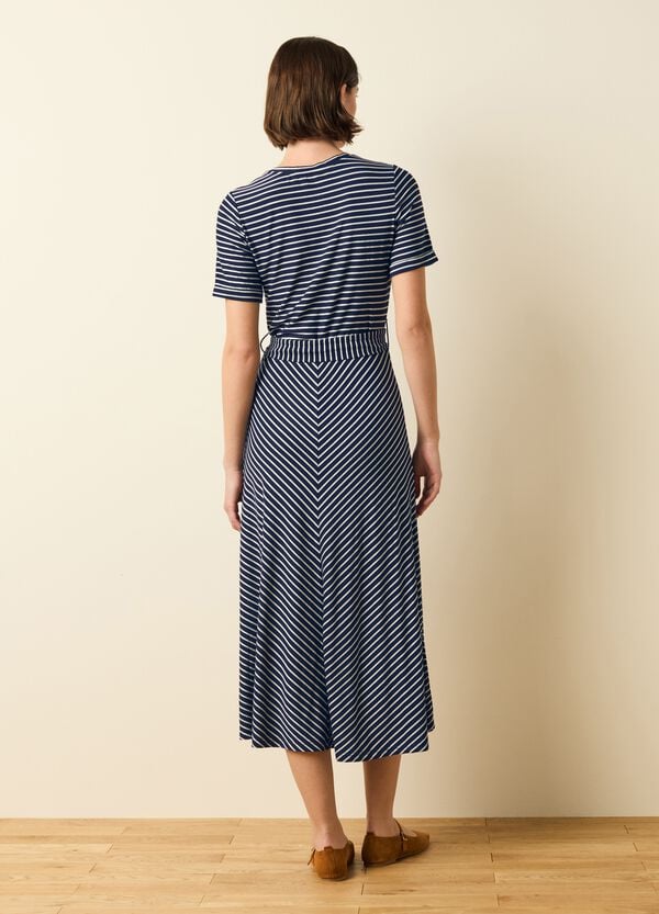 Ovs Vestito A Righe In Lurex Con Cintura