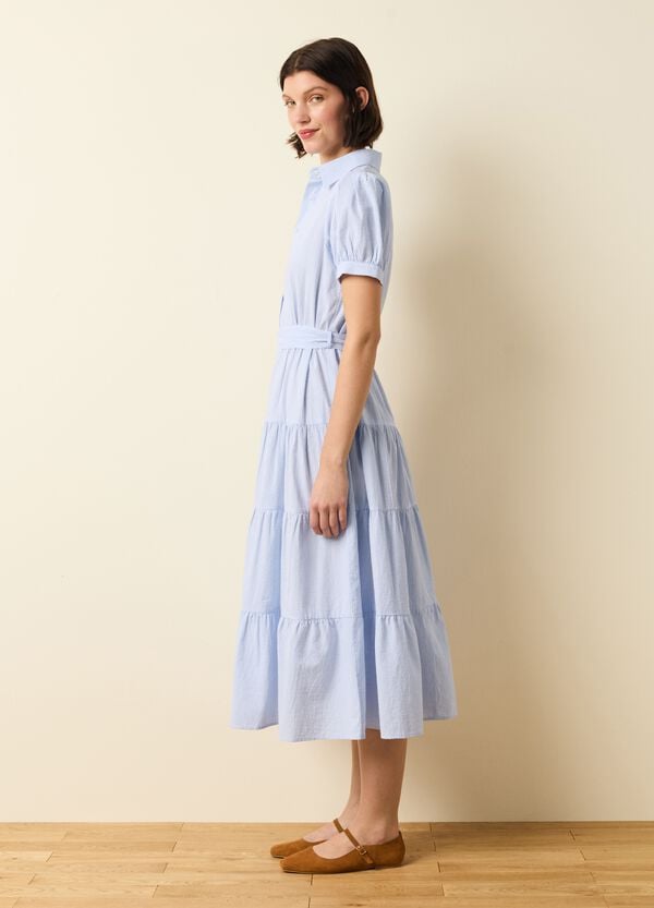 Ovs Vestito chemisier a balze righe sottili