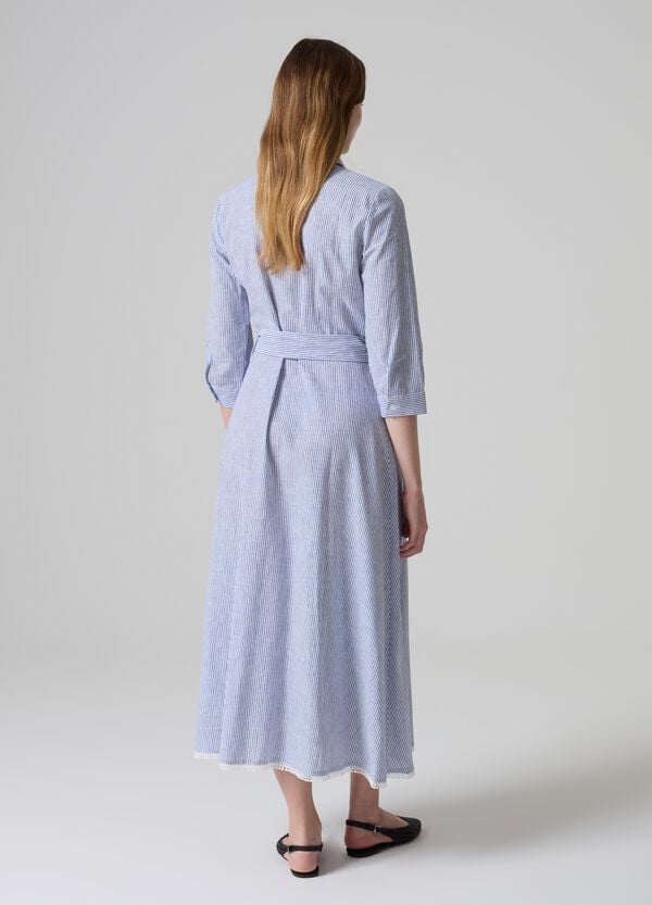 Ovs Vestito Chemisier A Righe Sottili Con Cintura