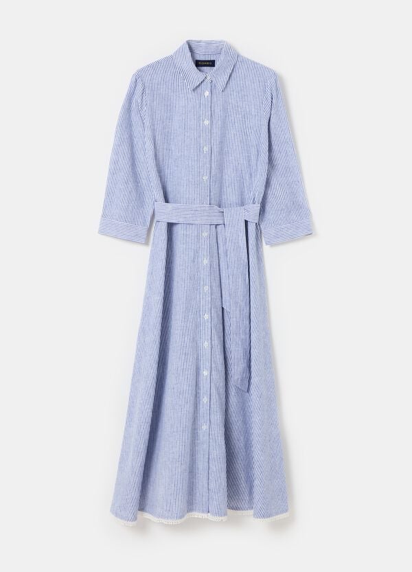 Ovs Vestito Chemisier A Righe Sottili Con Cintura