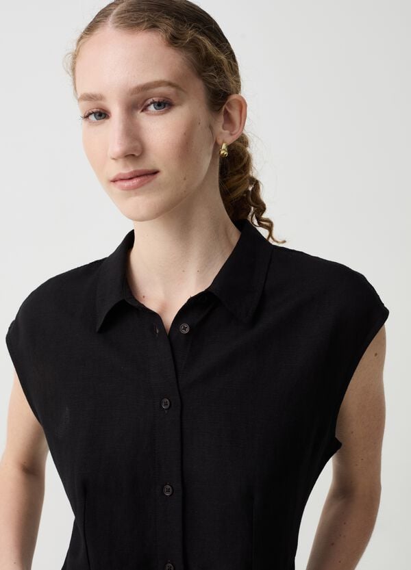 Ovs Vestito Chemisier In Lino E Viscosa