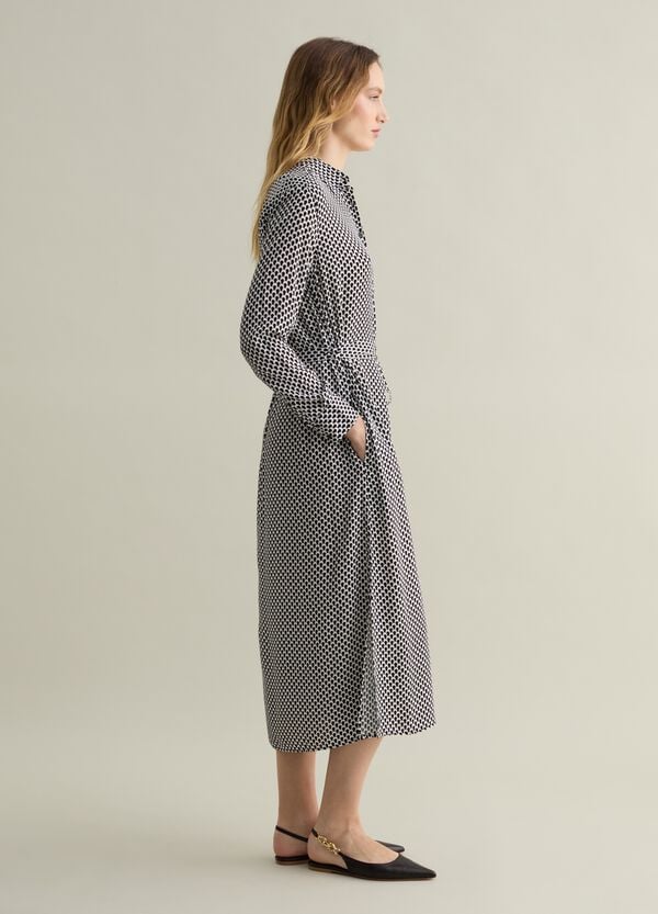 Ovs Vestito Chemisier In Viscosa Micro Stampa